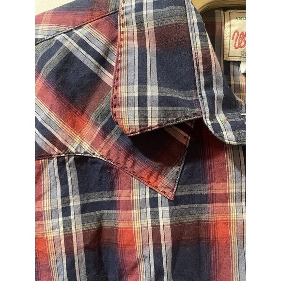 Wrangler Snap Wide Stitch Mens Plaid Long Sleeve Pearl Snap Shirt Sz 2xl - Picture 3 of 7